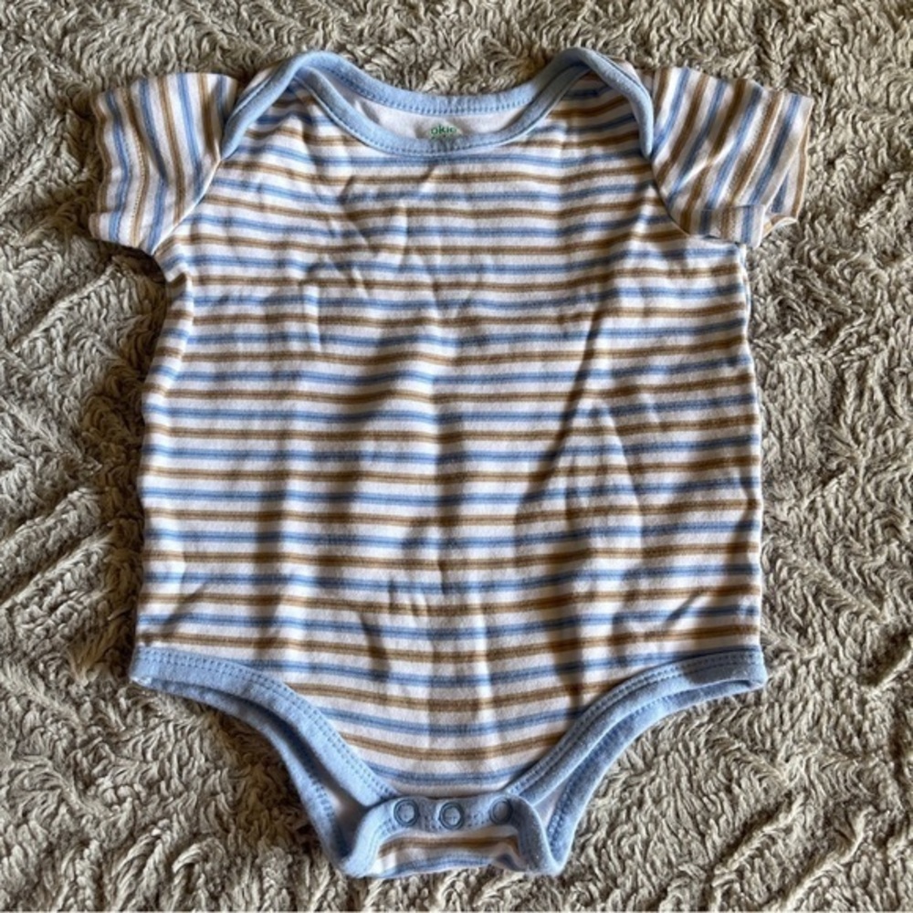 4 for 16$ Okie Dokie Blue and Tan onesie Soft Cotton Stripes